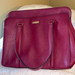 Kate Spade maroon saffiano leather satchel handbag in new condition